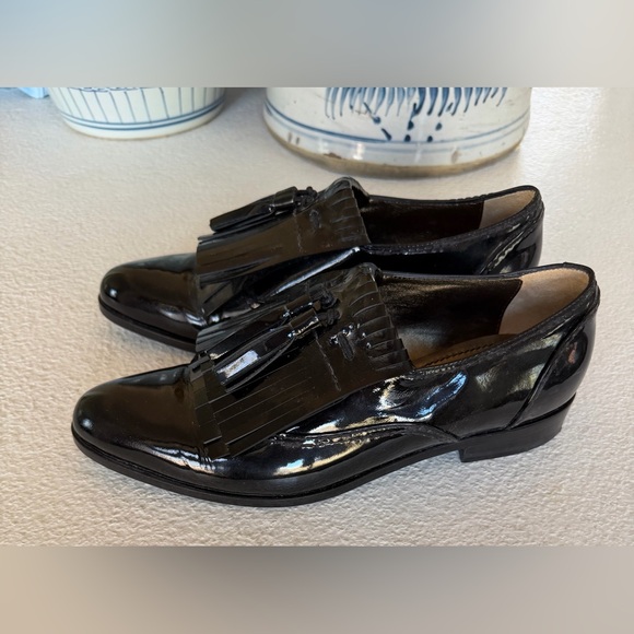 Vintage Lanvin Women’s Black Patent Leather Brogues / Loafers size 37 / 7 NWOT - Picture 3 of 7
